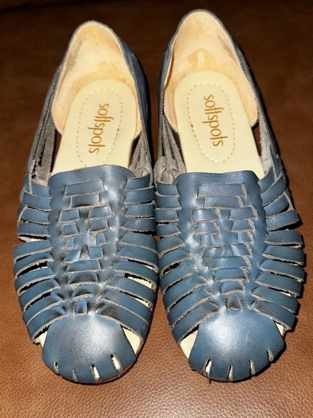 UEC Softspots Trinidad Denim Leather Huarache Slip On Sandals Sz 8